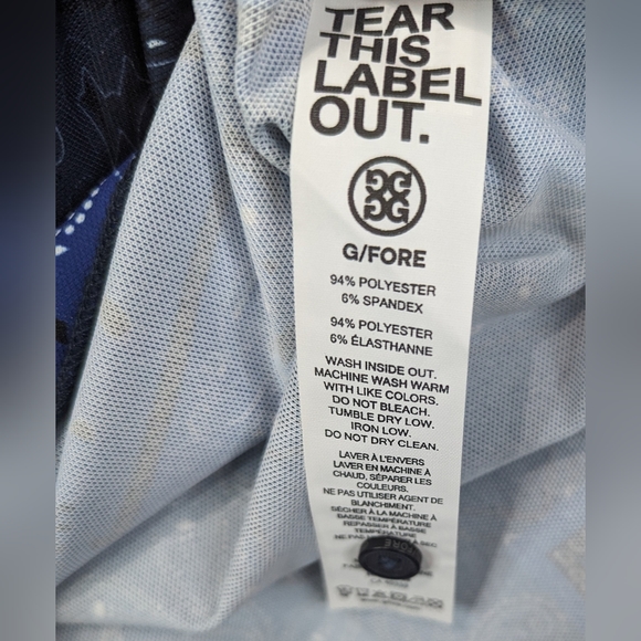 G/Fore G Fore Polo Shirt Mens XL Blue Paisley AOP Print Performance Stretch - Picture 3 of 8